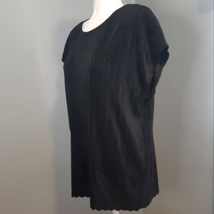 Tanjay womens black silky crinkleround neck top size 2X